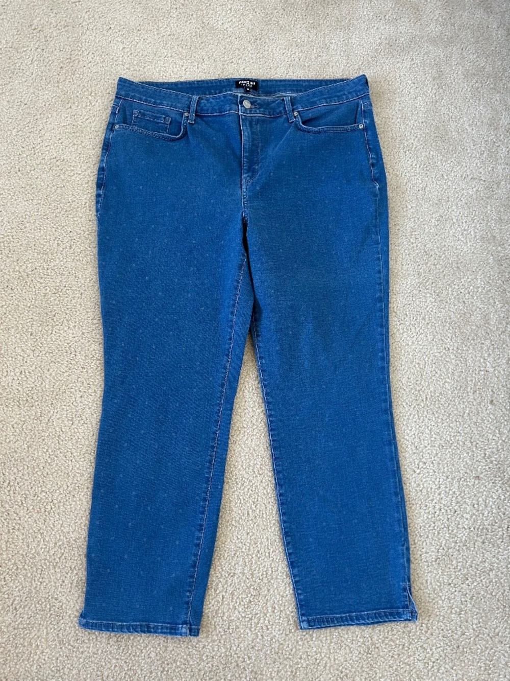 Curves 360 Slim Straight Ankle Jeans Sz 18 NYDJ Beach Polka Dot style